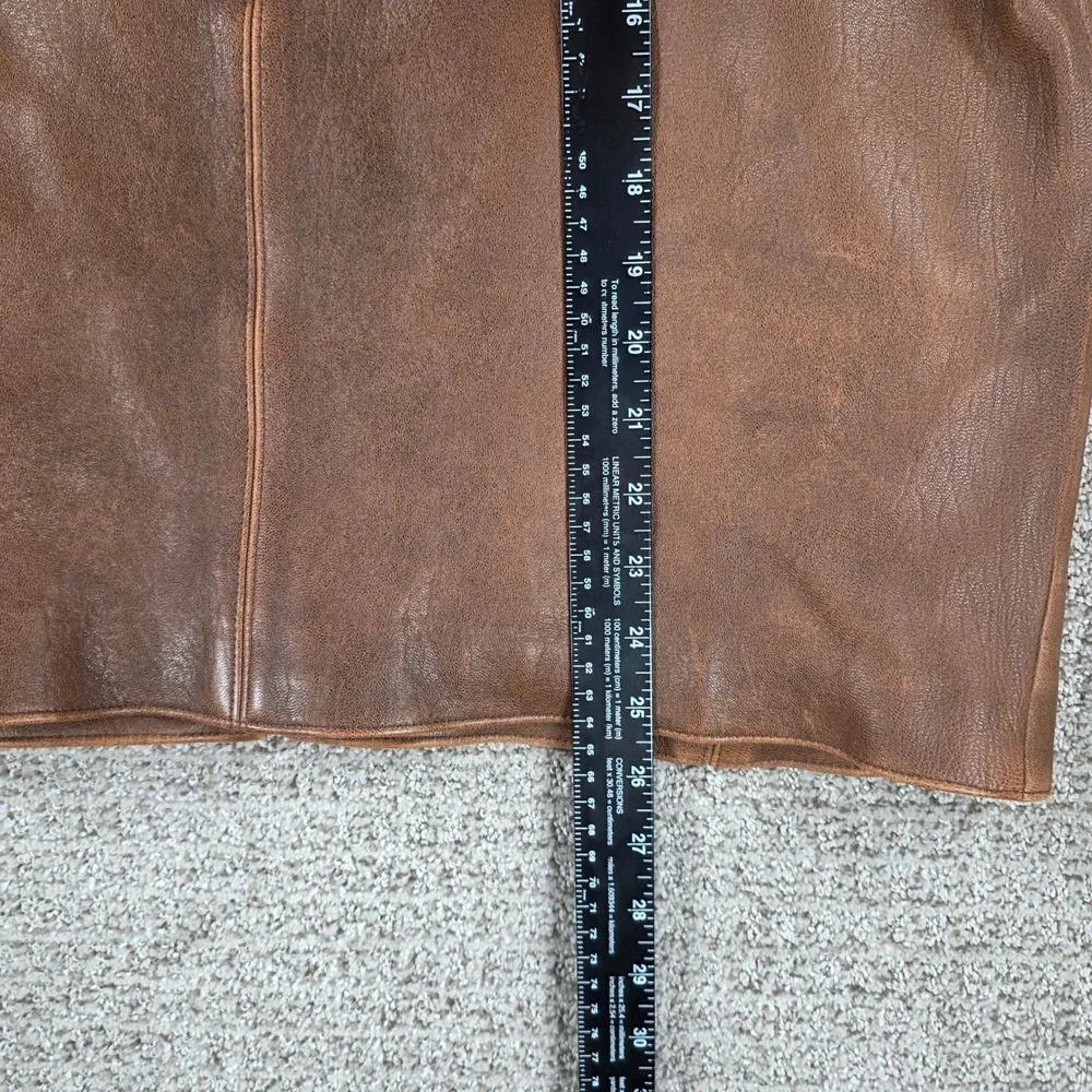 The Territory Ahead Mens Brown Distressed Leather Full Zip Bomber Jacket Large
